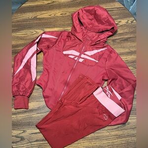Reebok x Cardi B Burgundy Corset Hoodie Jacket Large Legging Medium Preowned Set
